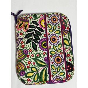 Vera Bradley Quilted Floral Tablet Sleeve Case Purple Green Padded Zip Cover
